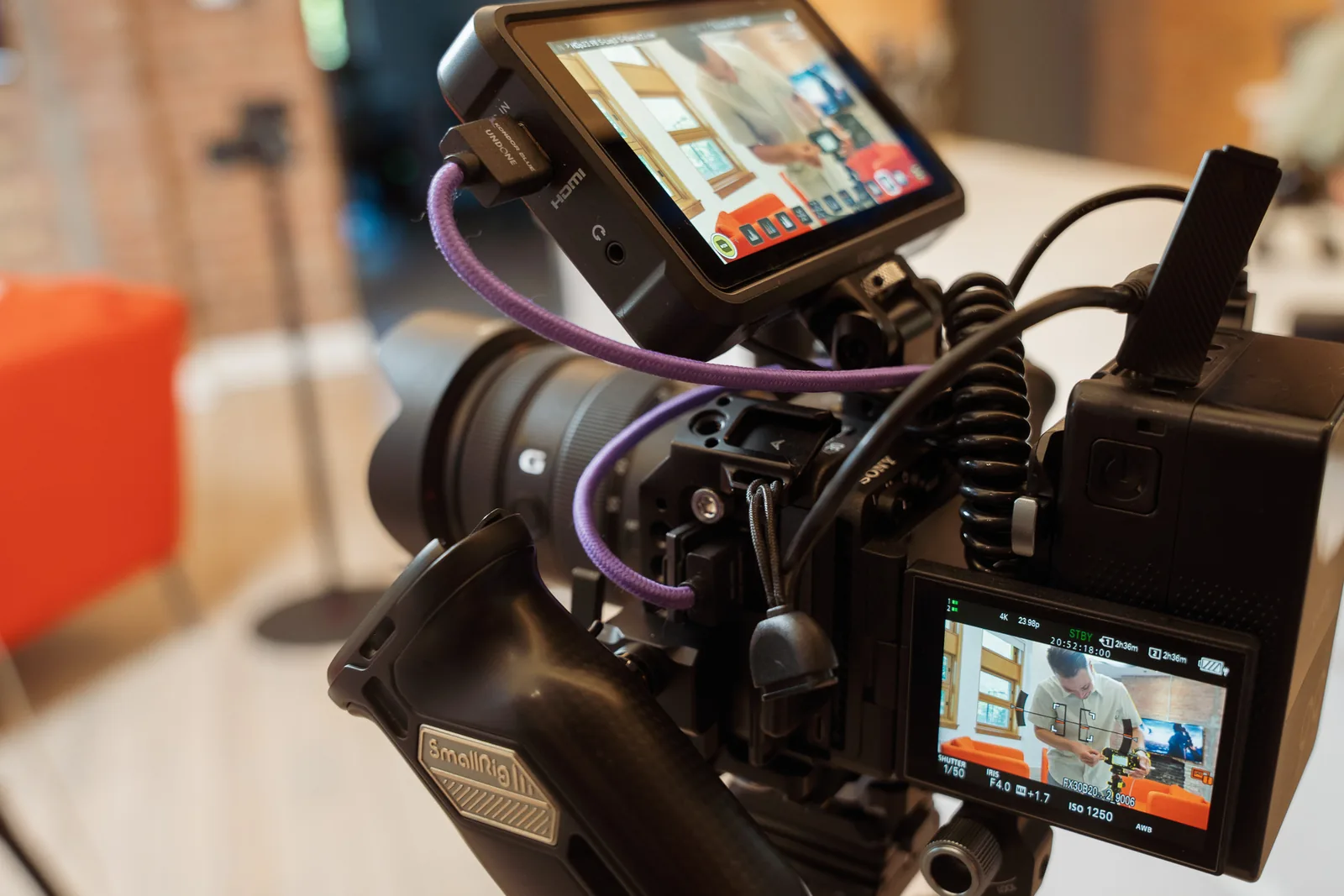Moniteur de tournage lors de la production du teaser Mission durable